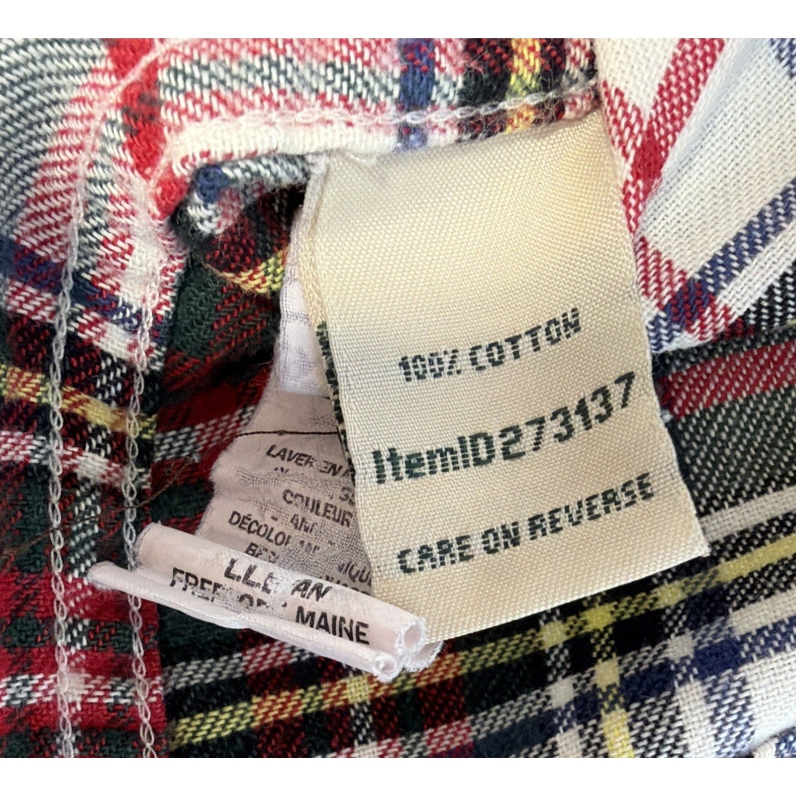 L.L. Bean Woman Red white plaid cotton flannel shirt XL Outdoor Cabin Core