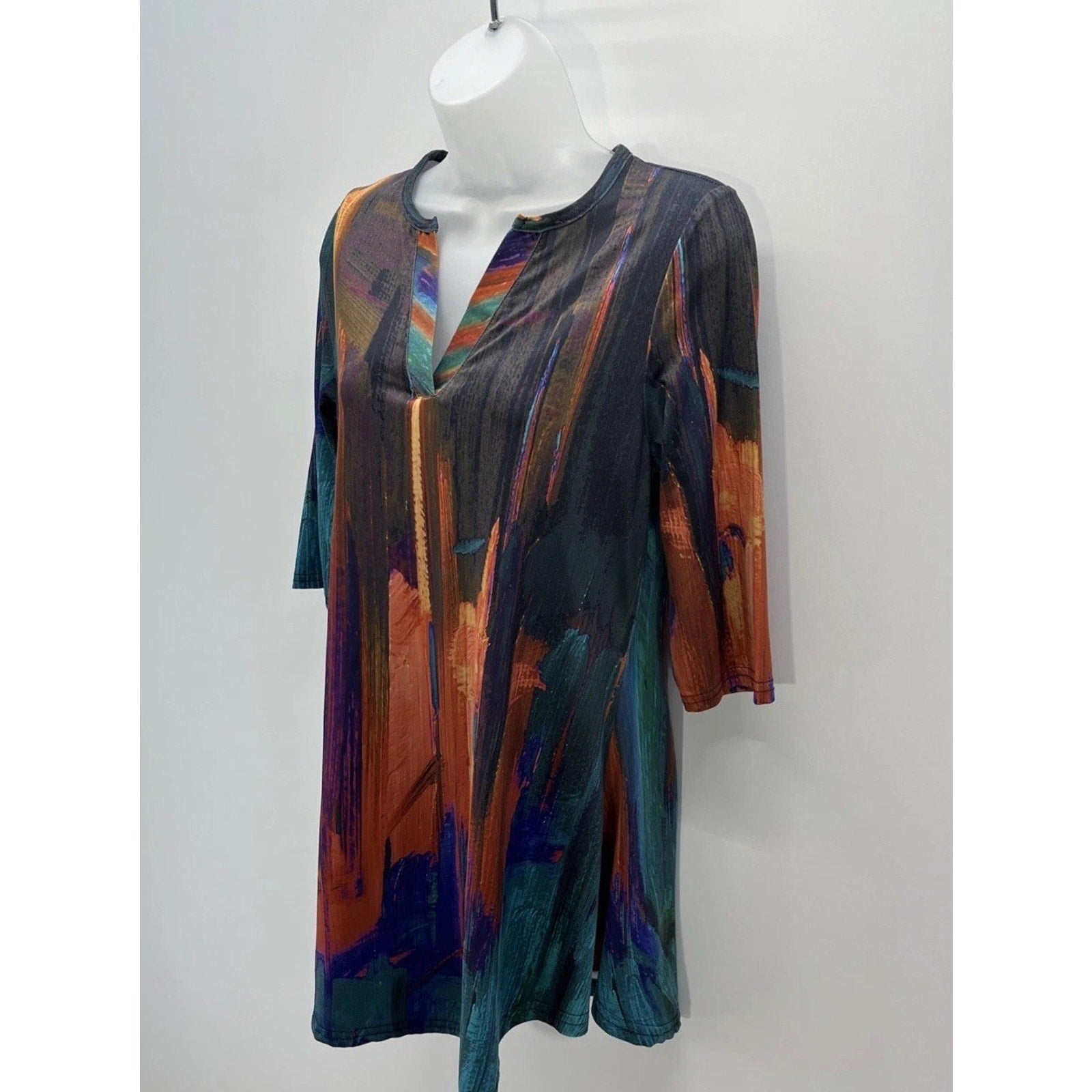 AZALEA BY FIRMANIA Tunic Top, M Multicolored, Pullover, V-Neck, Half Sleeve