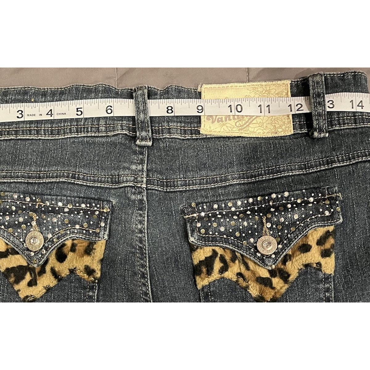 Leopard Pocket Women's Juniors Vanilla Star Jeans Denim Size 5 Distressed