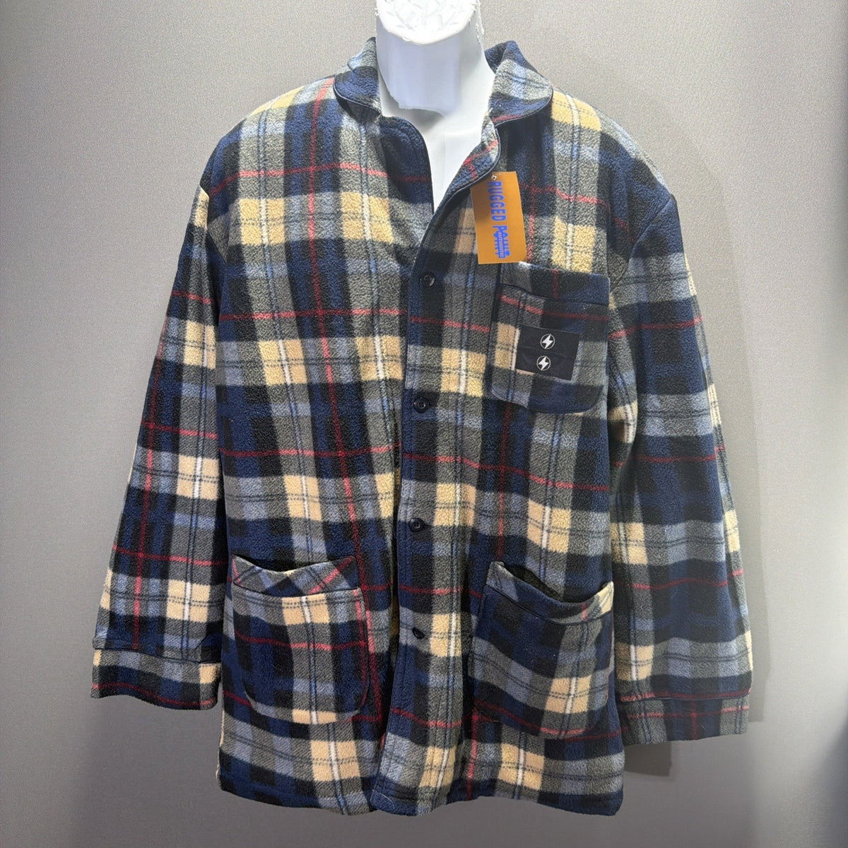 Mens Rugged Point Authentic Plaid Fleece Sherpa Button Up Shacket XL NWT