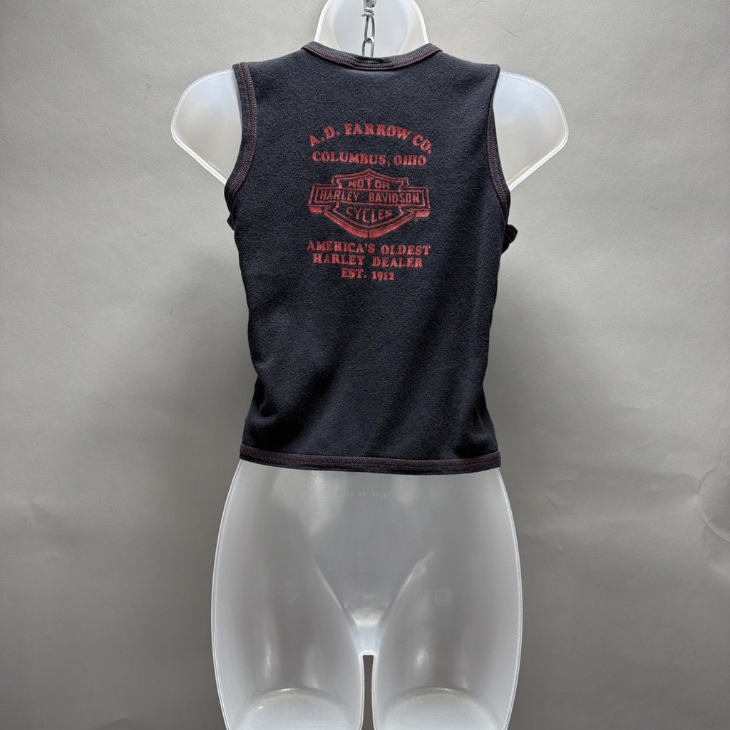 Y2K HARLEY DAVIDSON CROPPED TAK TOP WITH BUTTONS M Columbus Ohio Made In USA