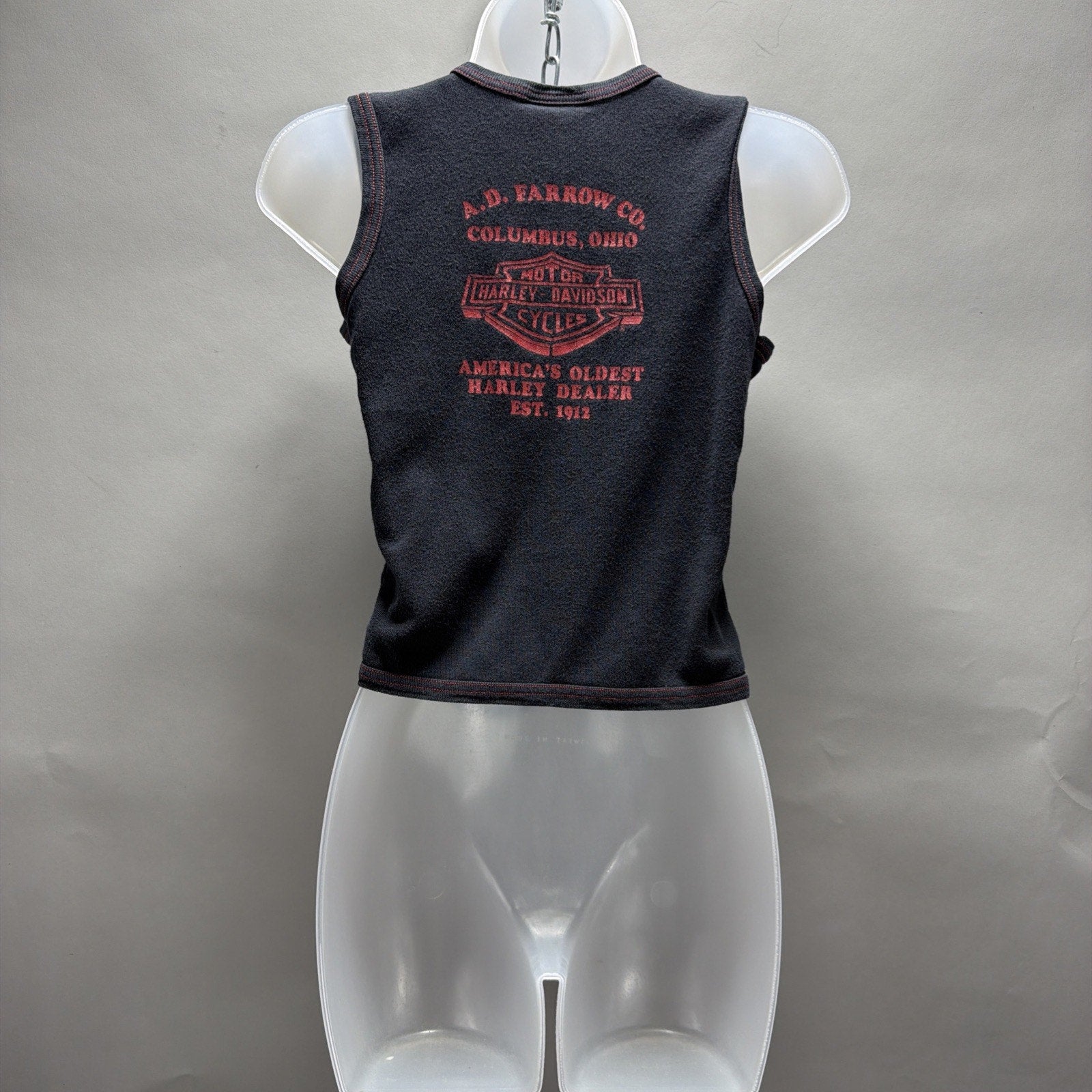 Y2K HARLEY DAVIDSON CROPPED TAK TOP WITH BUTTONS M Columbus Ohio Made In USA