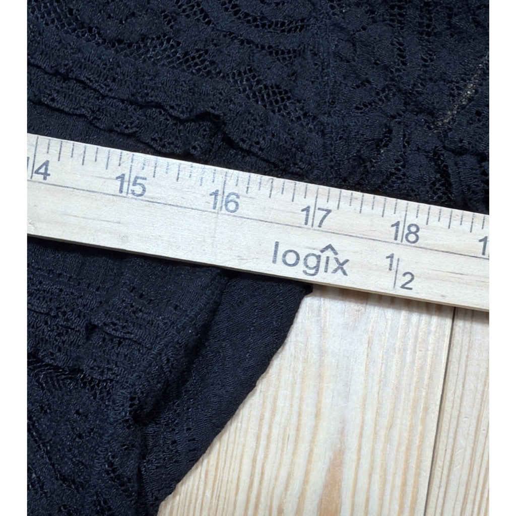 Express Women's Lace Sheer Long Sleeve Top Black Medium Boho Romantic Y2K