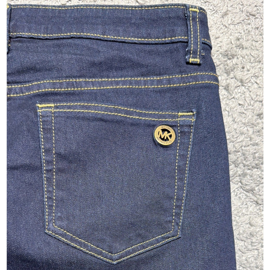 MK Michael Kors Izzy Skinny ANKLE Dark Rinse Logo Jeans Select Size 10 32x29