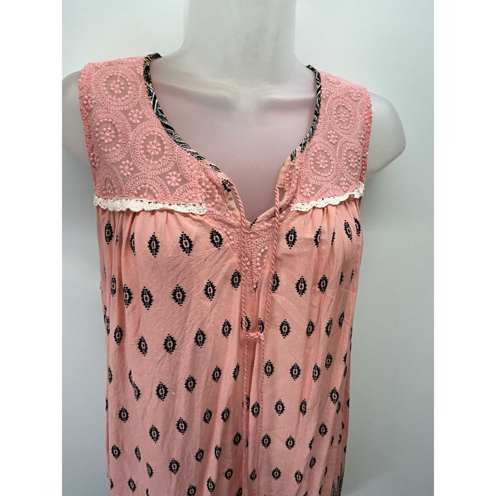 Weekend Suzanne Betro Womens Top LargeBoho Tunic Floral Paisley Sleeveless