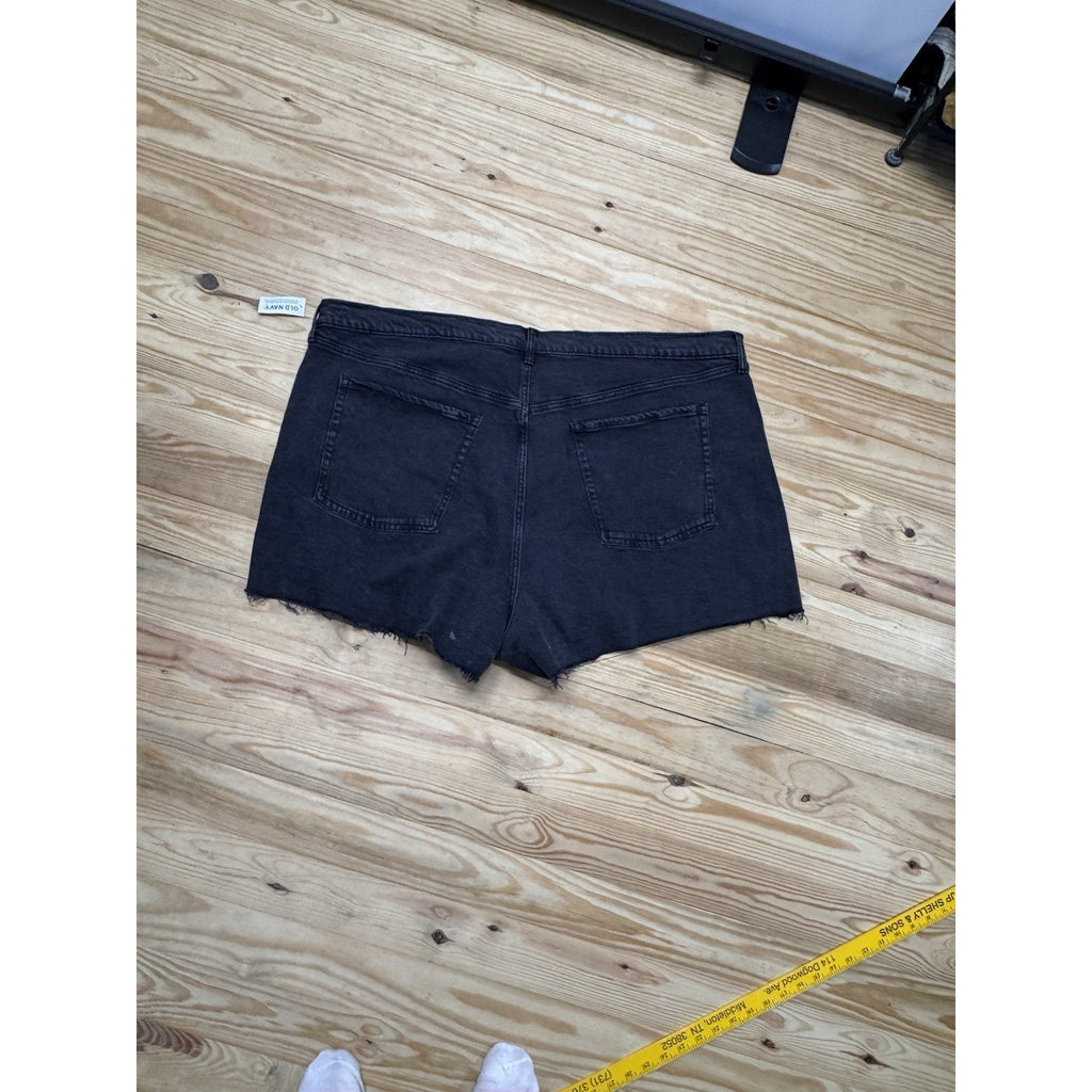 Old Navy Sky Hi A Line High Rise Shorts Womens Size 30 Black Button Fly Denim