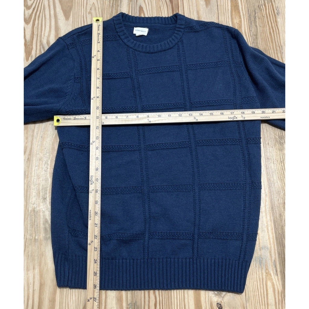 Mens Eight Bells Pullover Knit Sweater Navy Blue Long Sleeve Cotton Medium