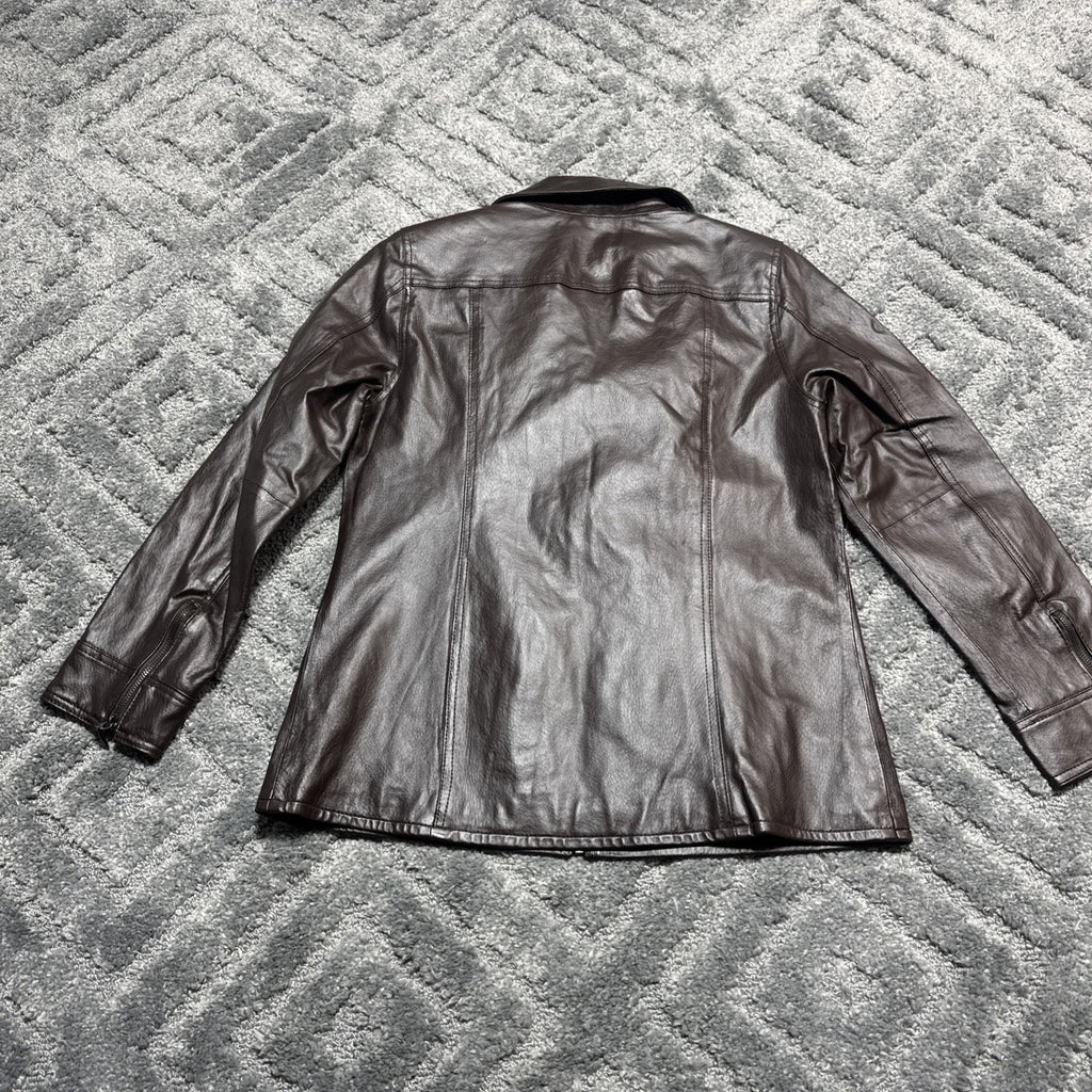 Denim & Co D&CO Leather Ladies Brown Motorcycle Jacket, Size S Style A201535,