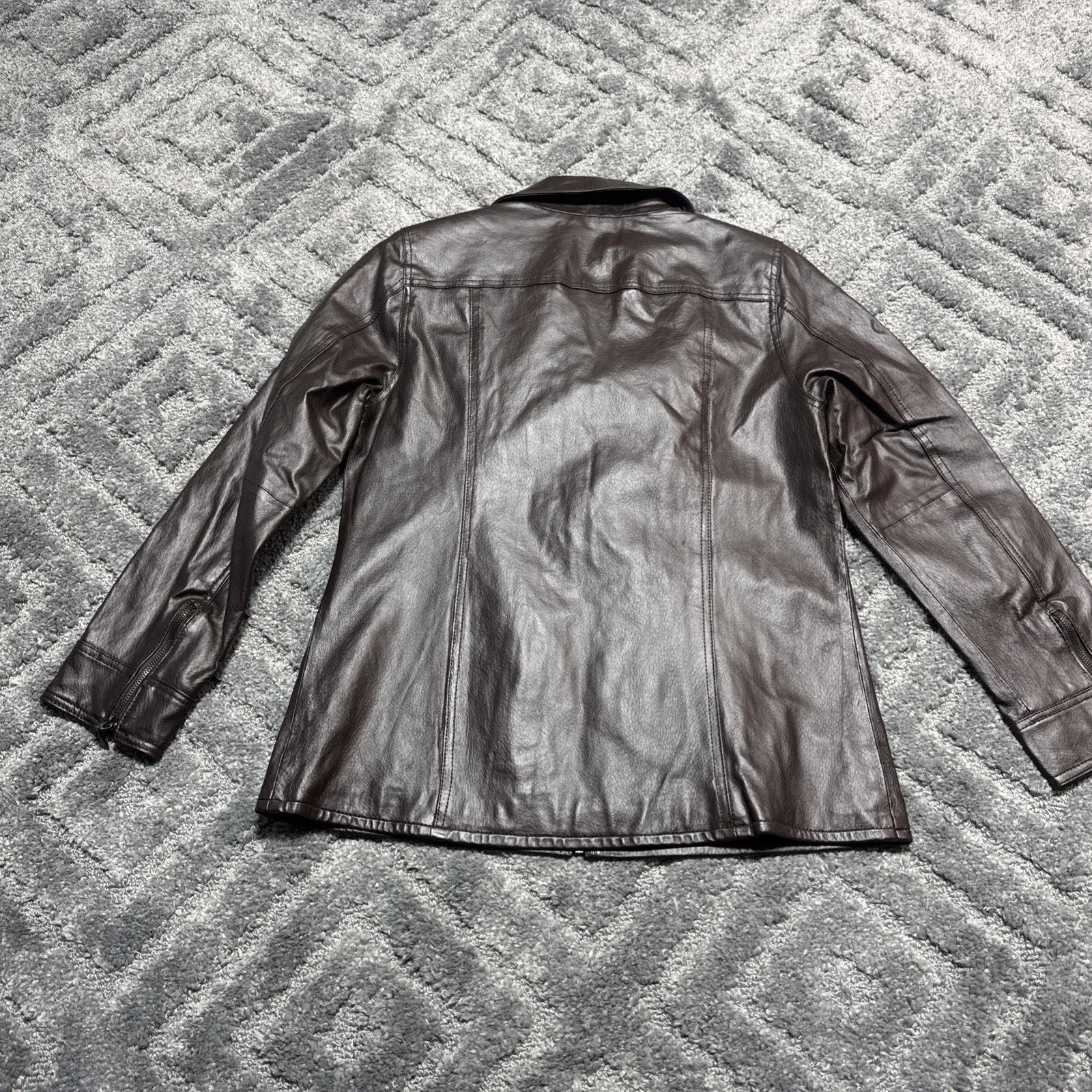 Denim & Co D&CO Leather Ladies Brown Motorcycle Jacket, Size S Style A201535,