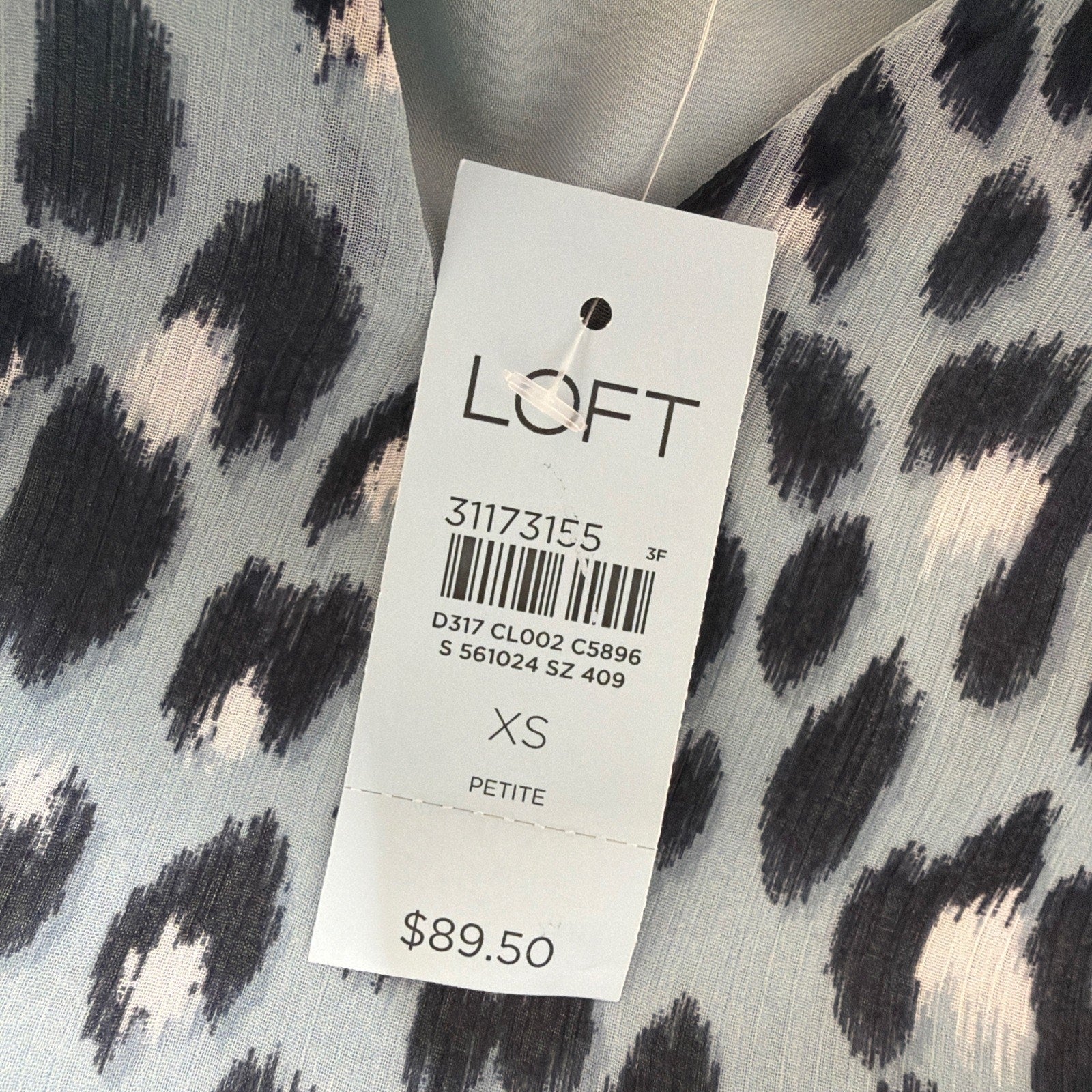 Loft Blue Leopard Print Puff Sleeve Mini Dress Size Petite XS Babydoll NWT