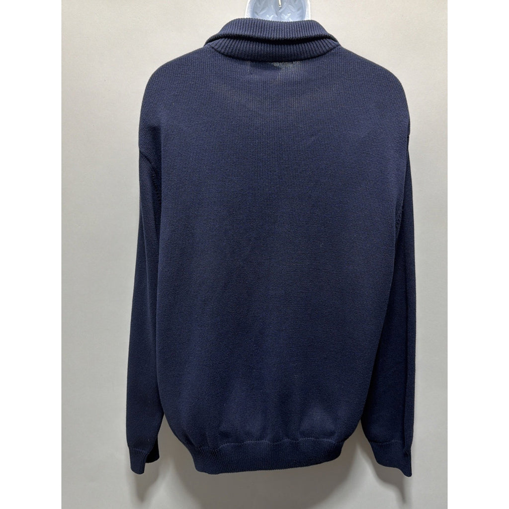 NWT CHAPS Ralph Lauren NAVY BLUE Collar Cardigan Button Up Sweater XL VTG