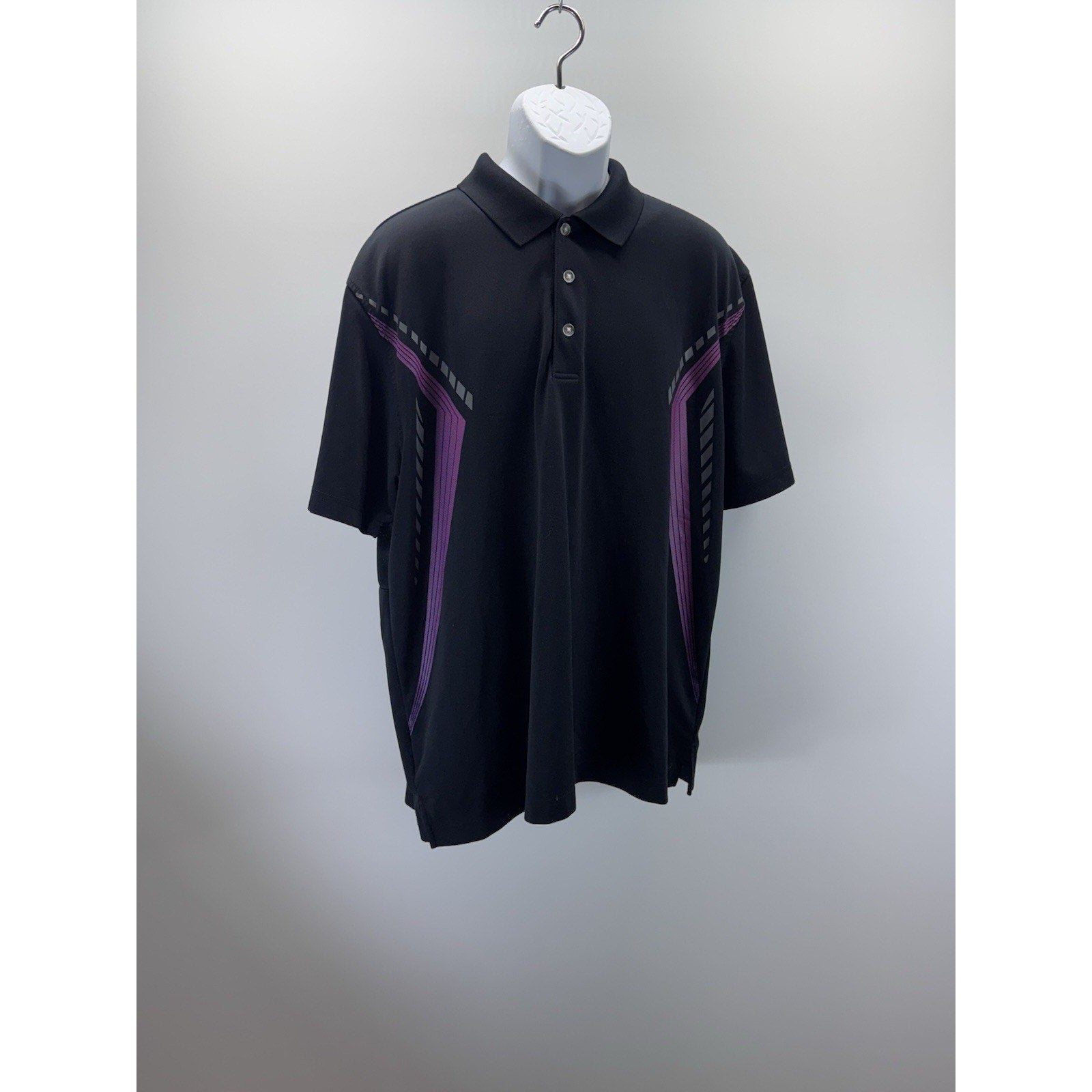 Grand Slam X Polo Shirt Men's Large Black with Gray Pink Geometric Pattern Golf