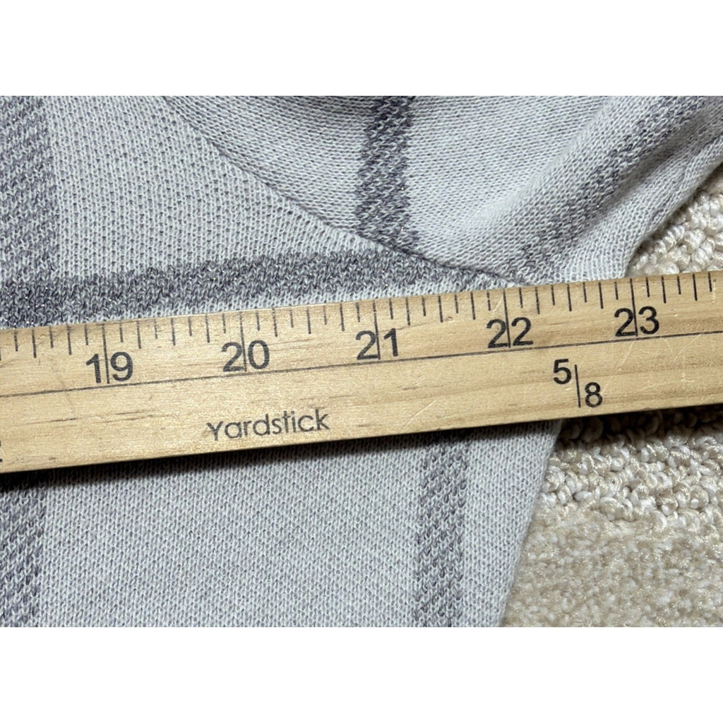 Ann Taylor Factory Windowpane Cardigan Sweater XL Gray White Button Front NWT