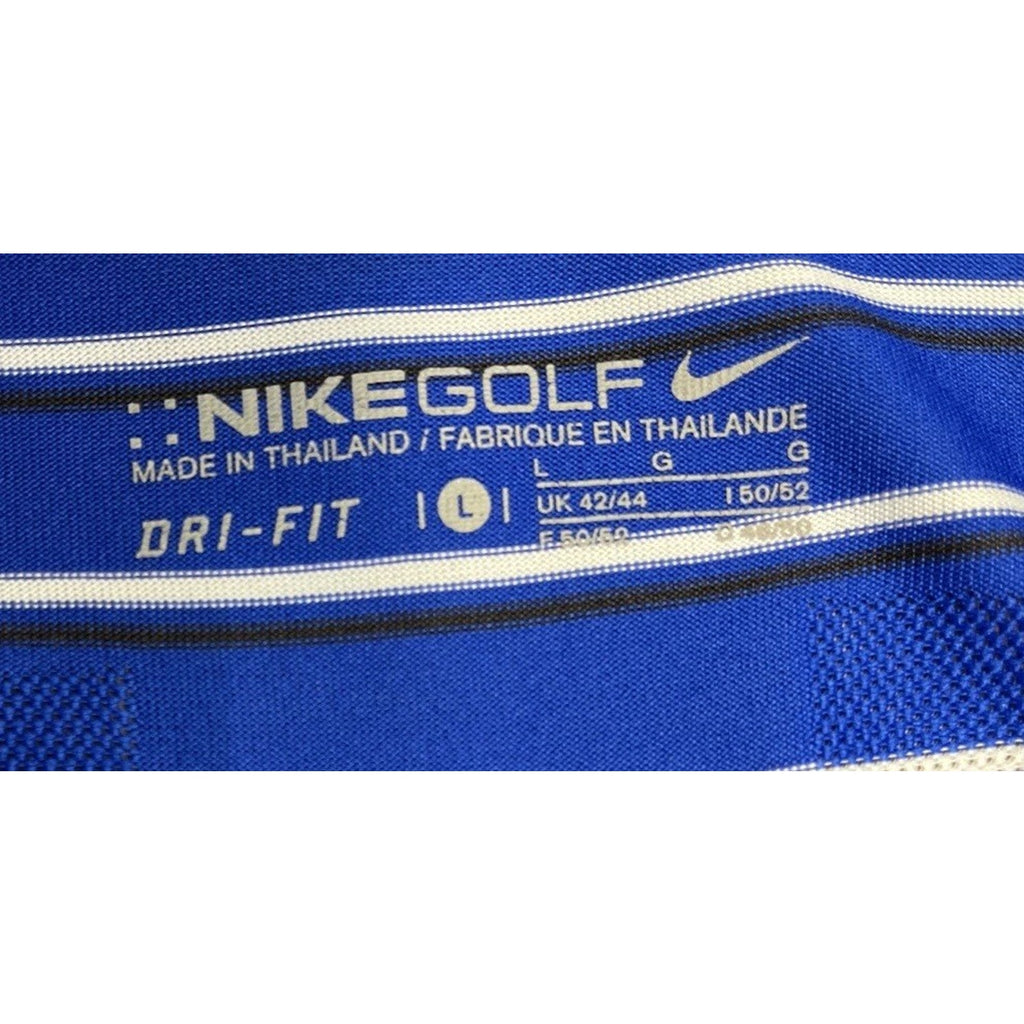NIKE GOLF Mens Large S/S Dri Fit Golf Polo Shirt Slate Blue Gray White Striped
