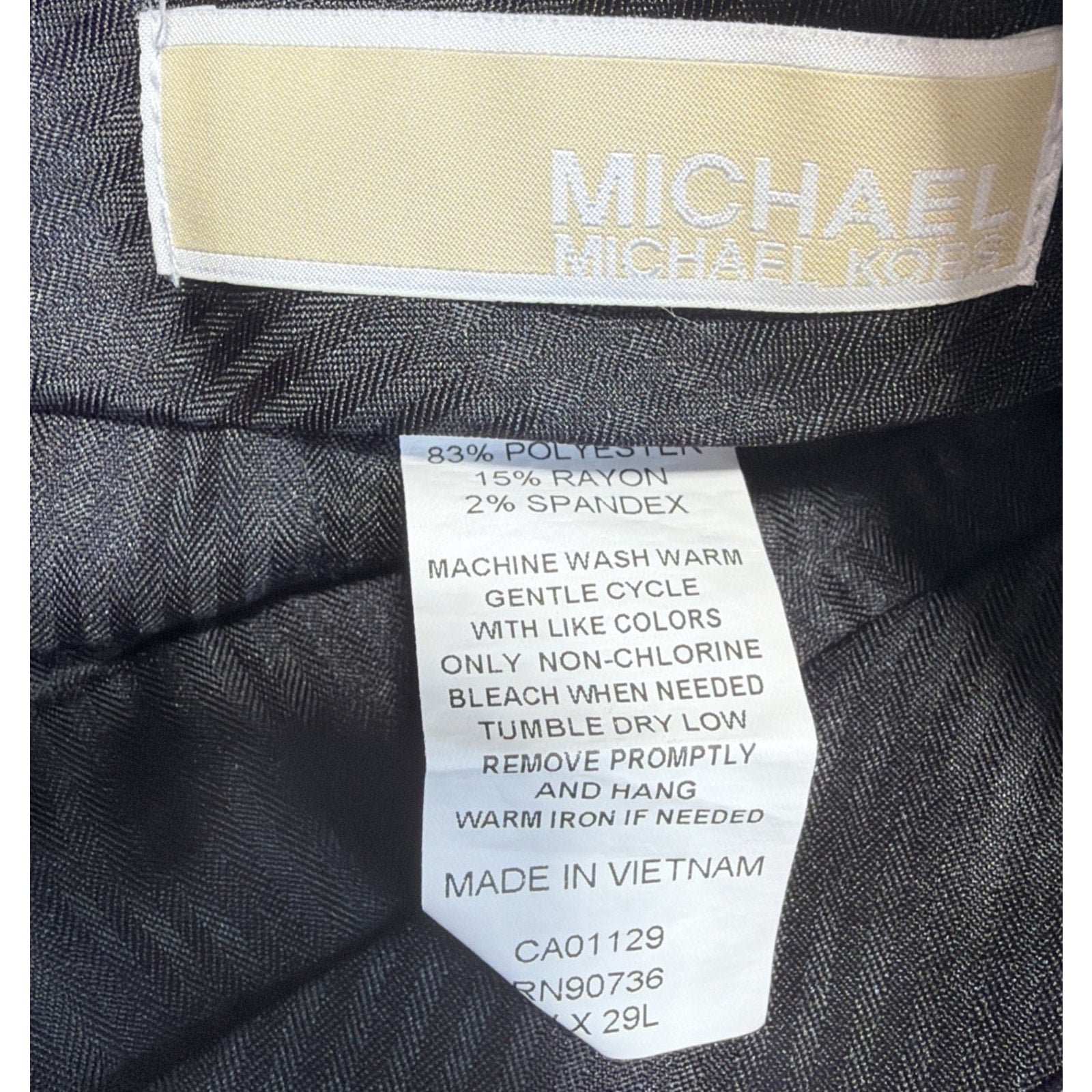 Michael Kors Herringbone Dress Pants Mens 36x29 Gray Straight Leg Flat Front