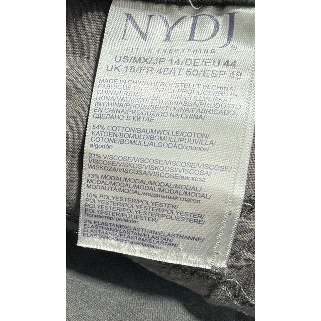 NYDJ Black Denim Sheri Slim Lift Tuck Sure Stretch Jeans Women’s Size 14