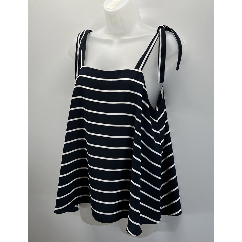 NWT Banana Republic Tank Top Womens Small Navy Stripe Tie Shoulder