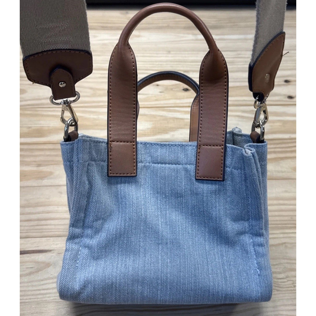 True Religion Small Crossbody, Logo Tote Leather Strap And Denim Body Canvas