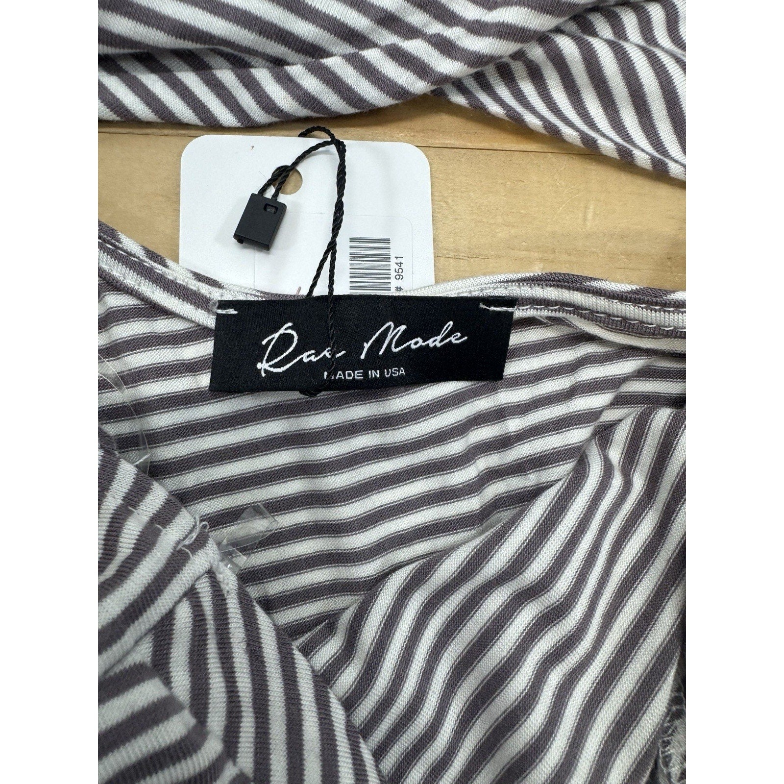 Rae Mode Scoop Neck Taupe Striped Short Sleeve Tunic Top Women’s Size Large NWT