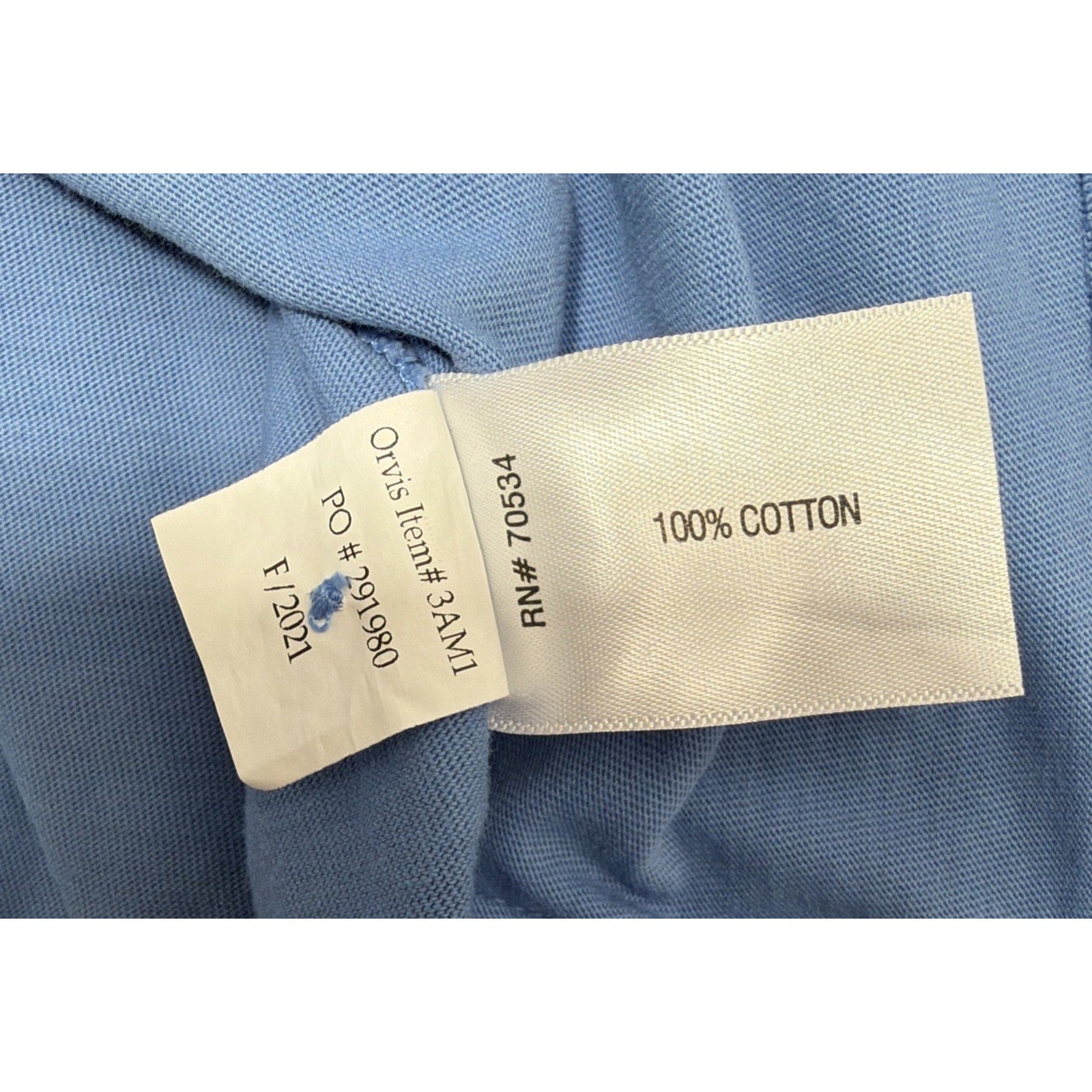 Orvis Mens L Size Collared Sweatshirt Blue Cotton Outdoor Fishing Pullover