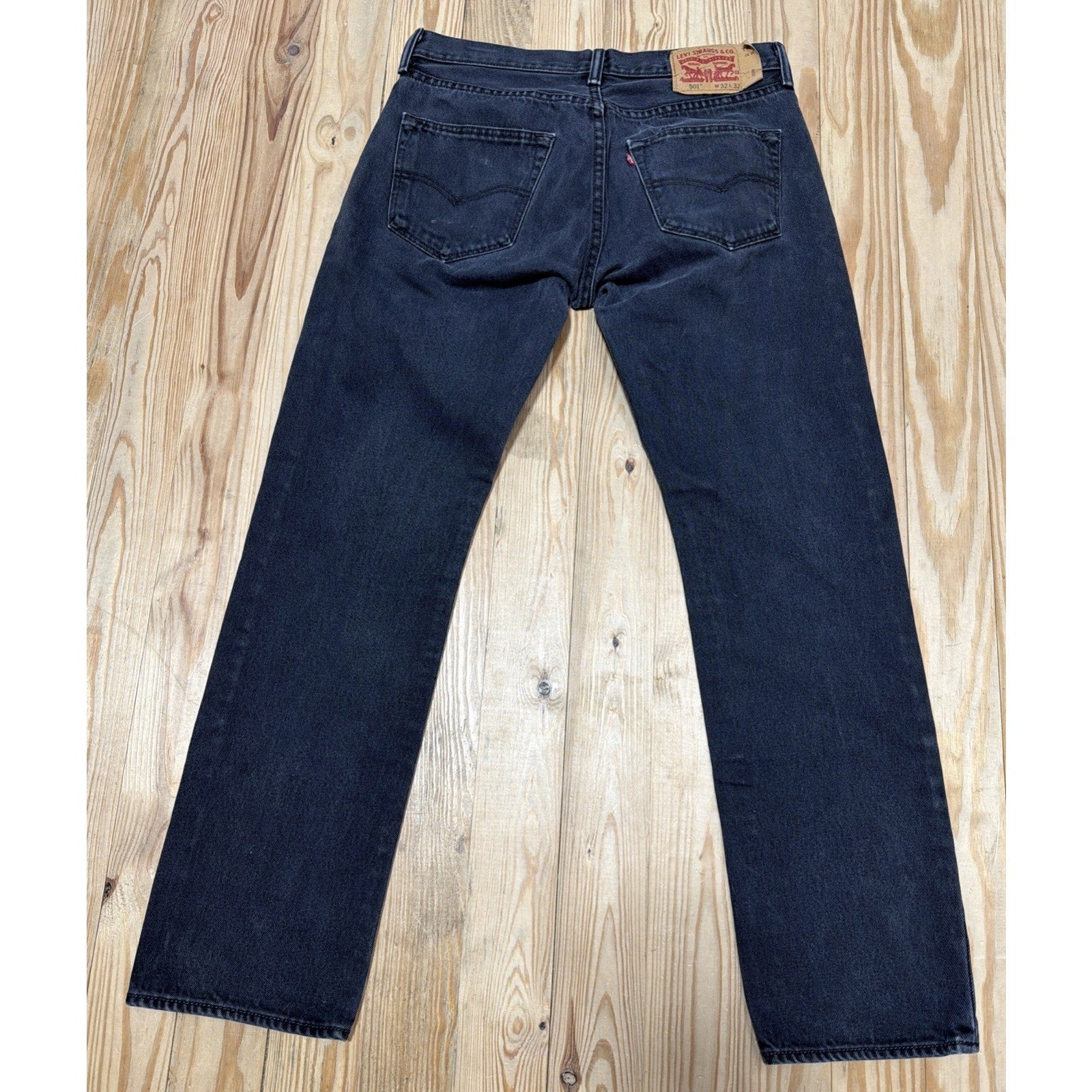Levis 501 Jeans Men 32x32 Black Denim Button Fly Straight Leg Faded Goth Grunge