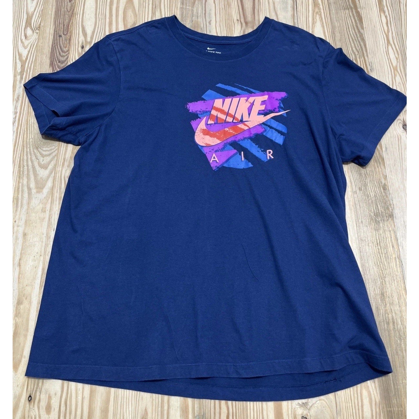 Nike Air Shirt Adult 2XL Big Bright Colorful Logo Mens XXL Blue Tee