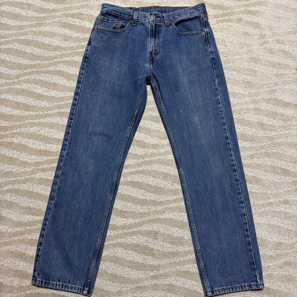 Levis 505 Mens Straight Fit Jeans Sz 33x32 Blue Med washed Heavy Cotton Denim
