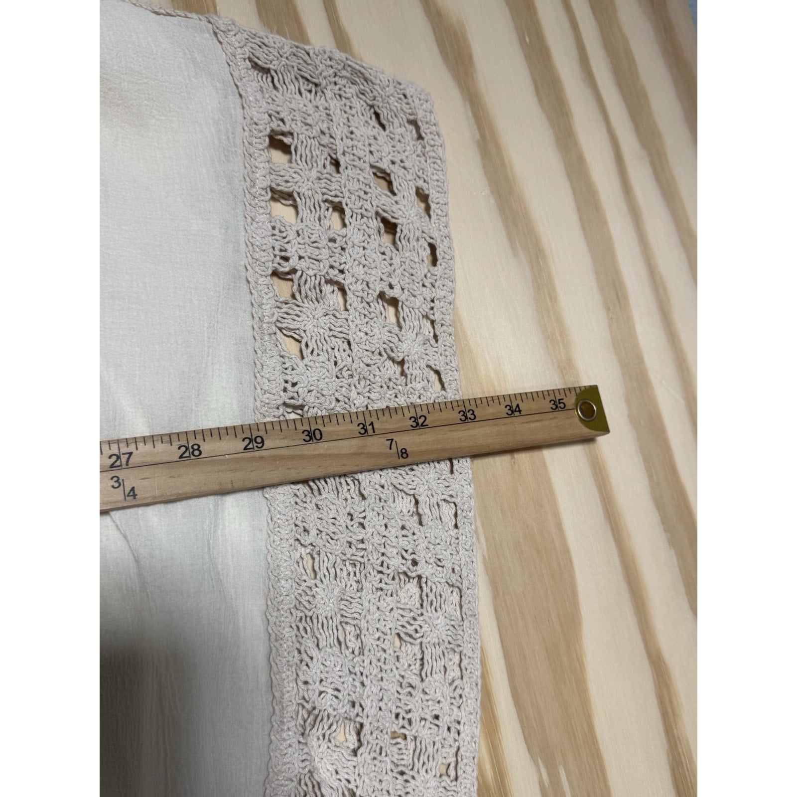 Krazy Kat Lace Kimono Cardigan XXL Beige Boho Open Front Crochet Trim Light New