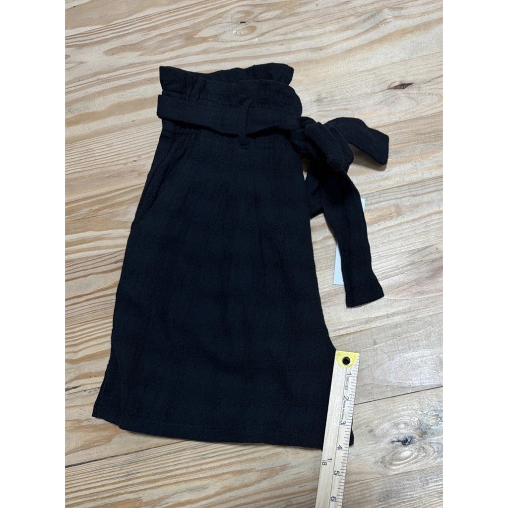 NWT Buckle Good Luck Gem Womens Size S Black Textered Belted Shorts Pockets