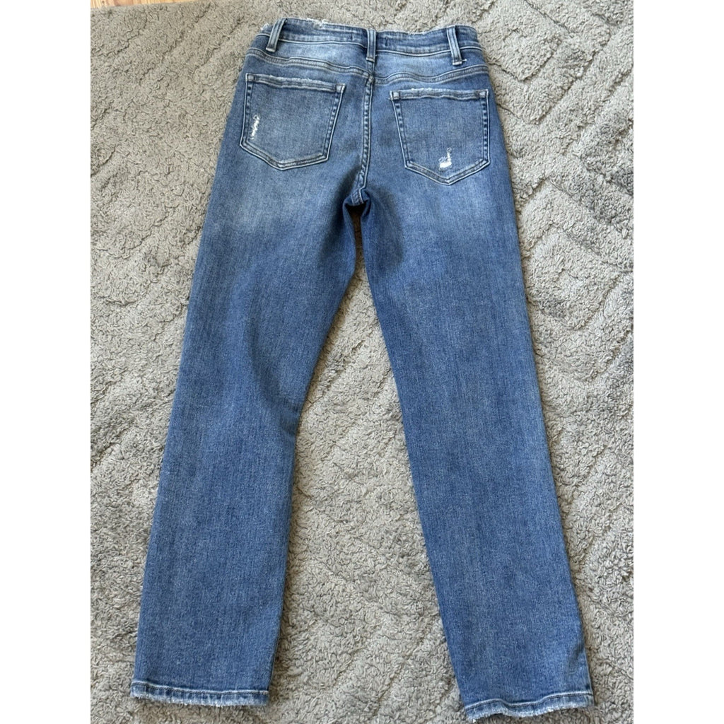 VERVET Jeans Womens 26 Distressed Skinny Straight Blue Denim Mid Rise Stretch