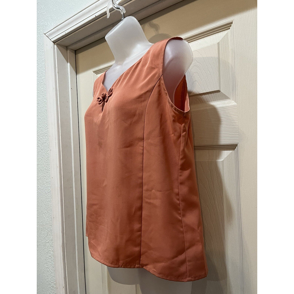 Martinique women's Peach Orange sleeveless Tie Front Sleeveless Blouse Women's M