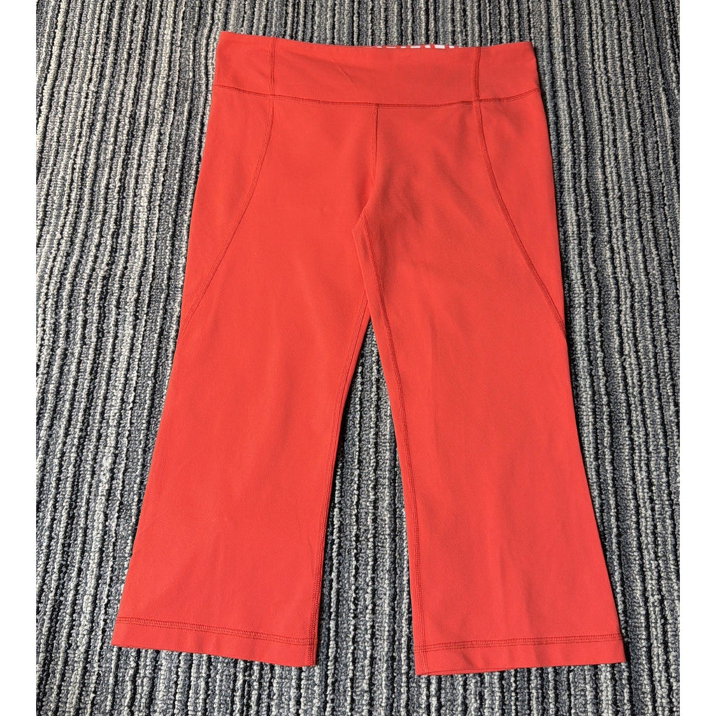 Lululemon leggings Groove Pant Women Sz 10 Twin Stripe Love Red waistband Pocket