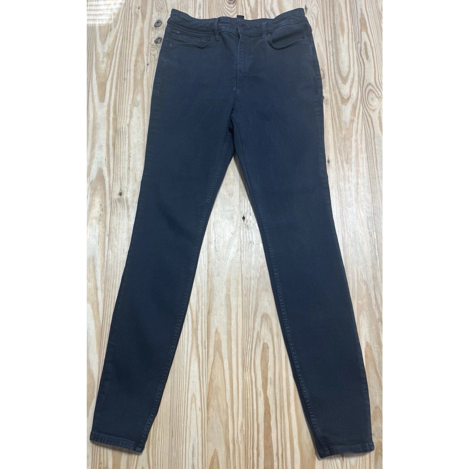 Athleta Jeans Womens 12 Tall Black Skinny Stretch Denim Zip Pocket
