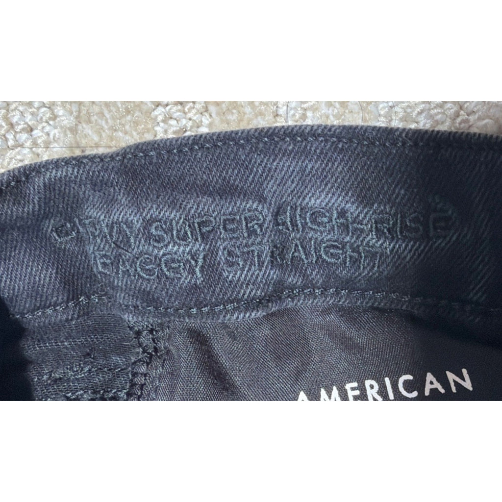 American Eagle Jeans Women 10 Short Denim Wide Leg Baggy Straight Curvy Stretch