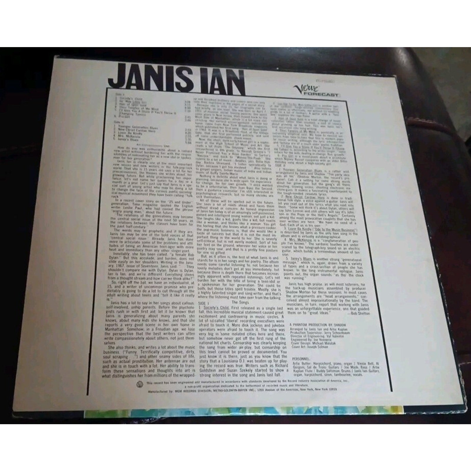 Janis Ian Self Titled Record Album Vinyl LP