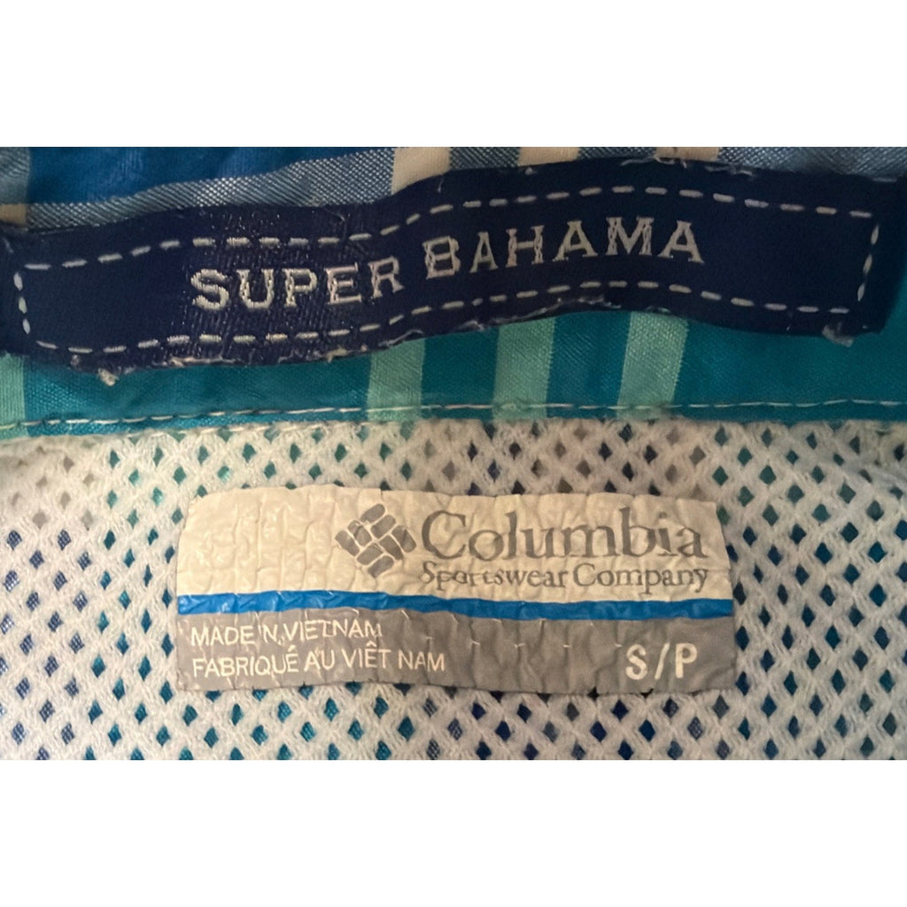 Columbia PFG Super Bahama Shirt Mens S Short Sleeve Fishing Plaid Blue