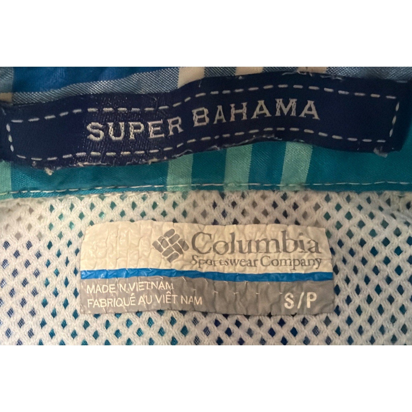 Columbia PFG Super Bahama Shirt Mens S Short Sleeve Fishing Plaid Blue