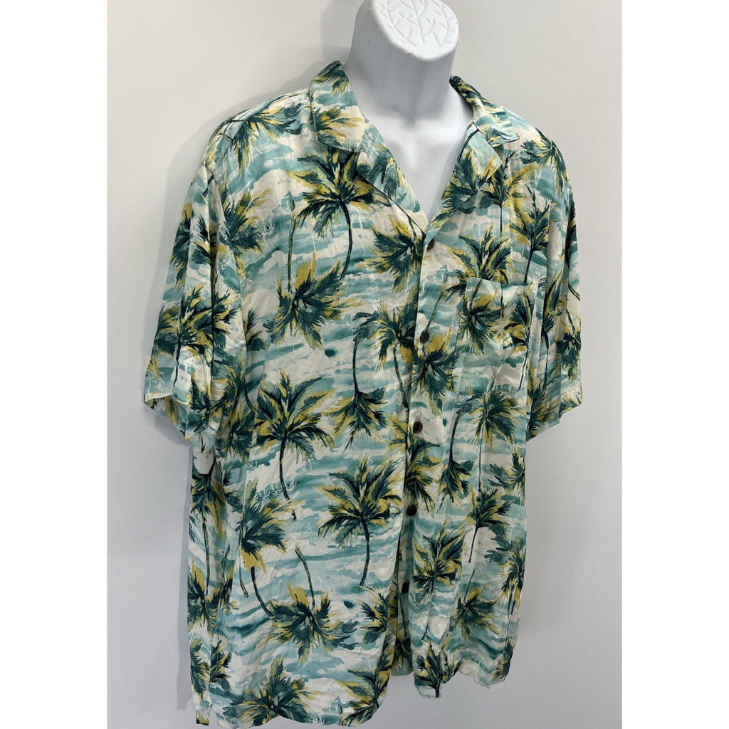 Hawaiian OLD NAVY Shirt Rayon Palm TREES mens NICE XL