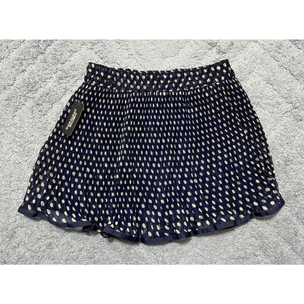 New Forever 21 Skirt Navy Blue Polka Dots Accordion Pleat Women’s Junior’s S
