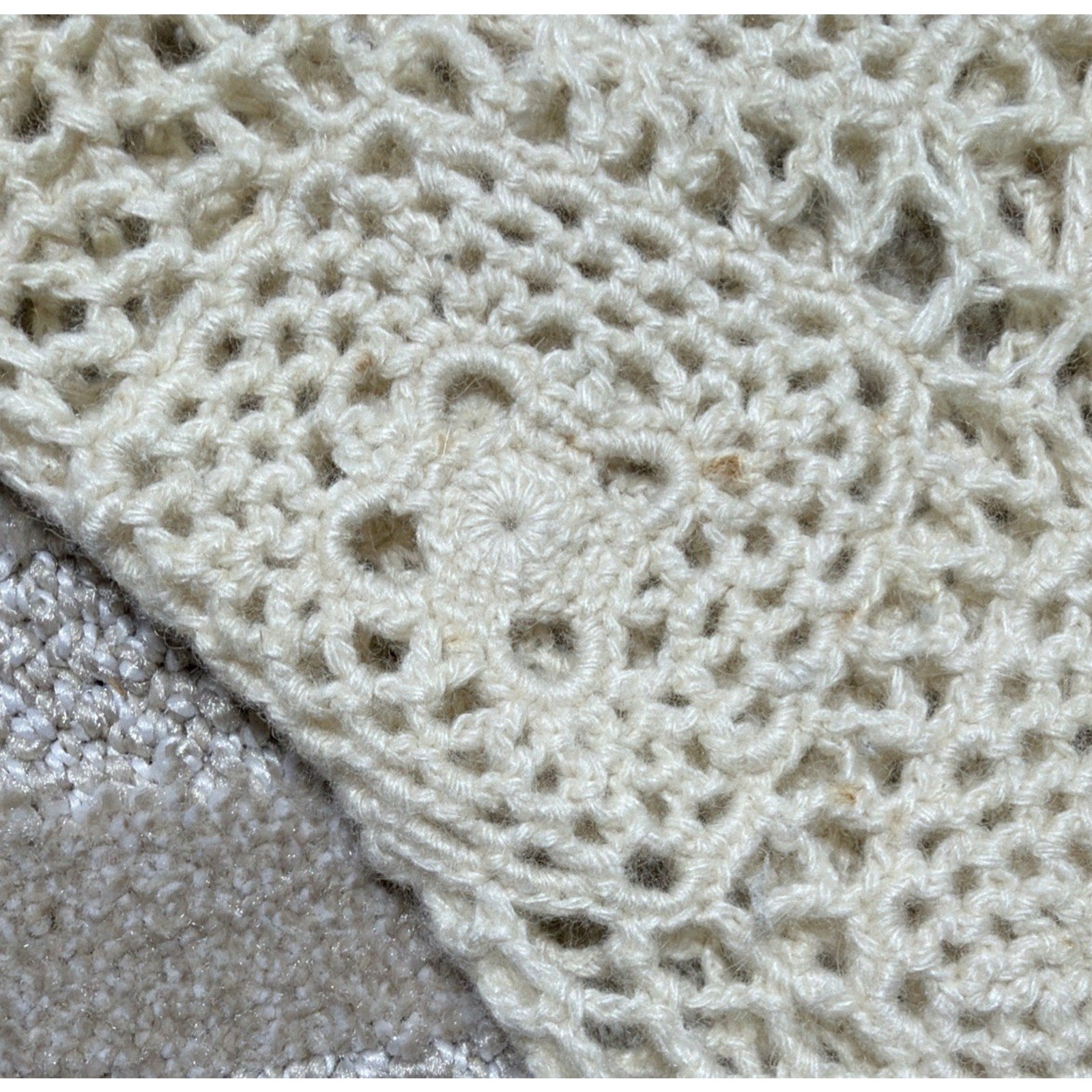 Nicole Miller Women Cover Up S Cream Crochet Cashmere Angora Blend Boho Coastal