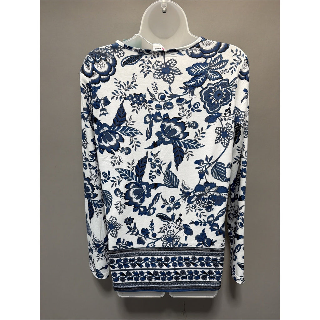 New WIHOLL Women's Blouse Top Long Sleeve V-Neck Floral Print Stretch Size M
