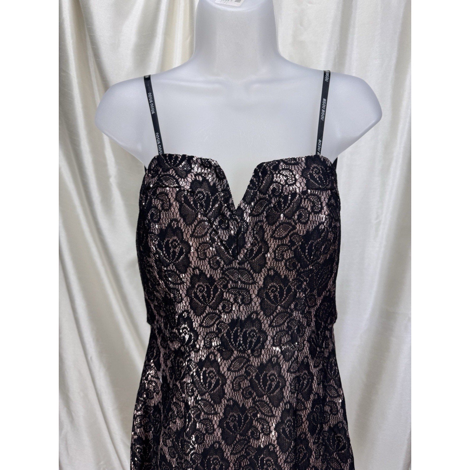 Bisou Bisou Dress Blush/Black strapless with attachable straps NWT Women’s 8