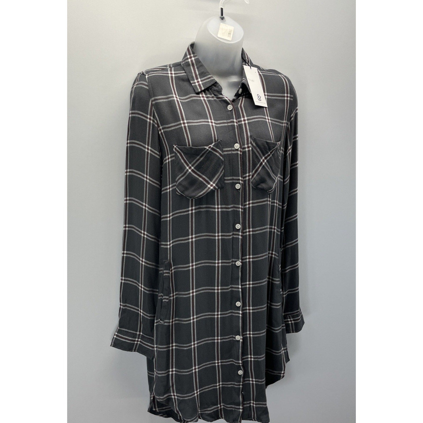 NWT Thread And Supply Button Up Shirt Dress With Pockets Size Extra Small