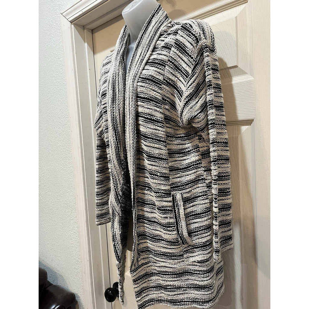 Dolan Open Front Black White Cardigan Sweater Women's Size Small Pockets