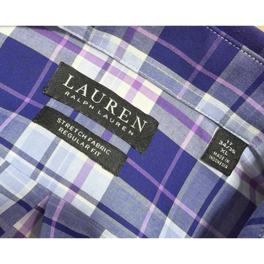 Lauren Ralph Lauren Black Label Men’s Plaid Stretch Button Up LS Shirt Size XL