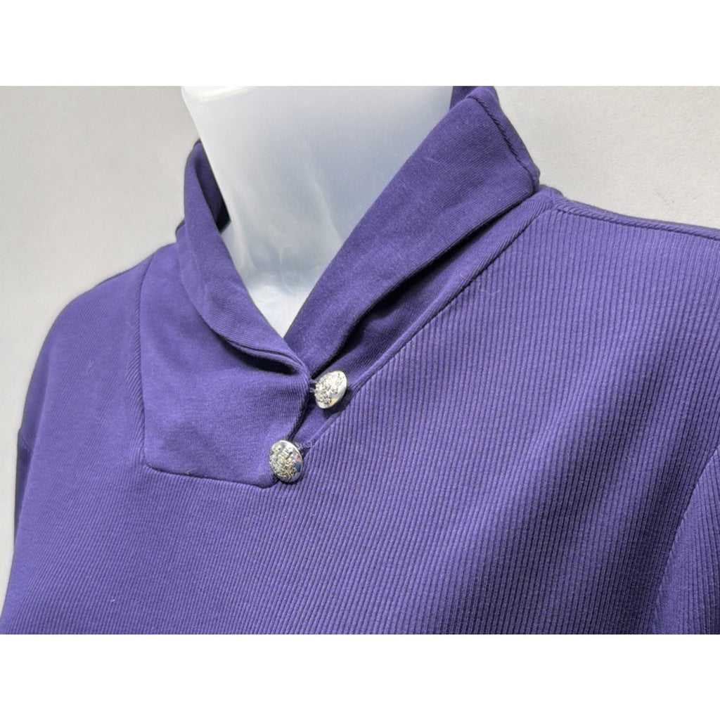 Lauren Ralph Lauren Purple Long Sleeve Shawl Collar Knit Top Women's Size M
