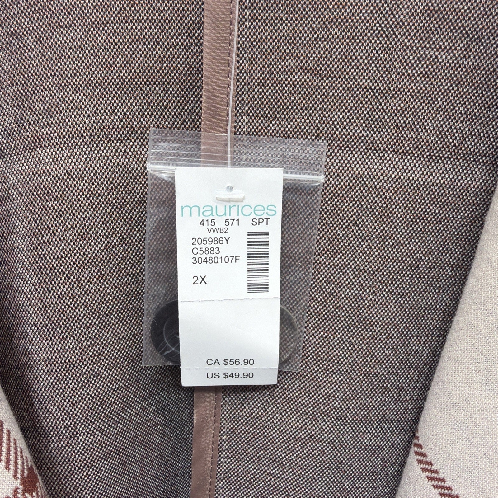 NWT Maurices Double Breasted Plaid Window Pane Duster Blazer Woman Plus Sz 2X