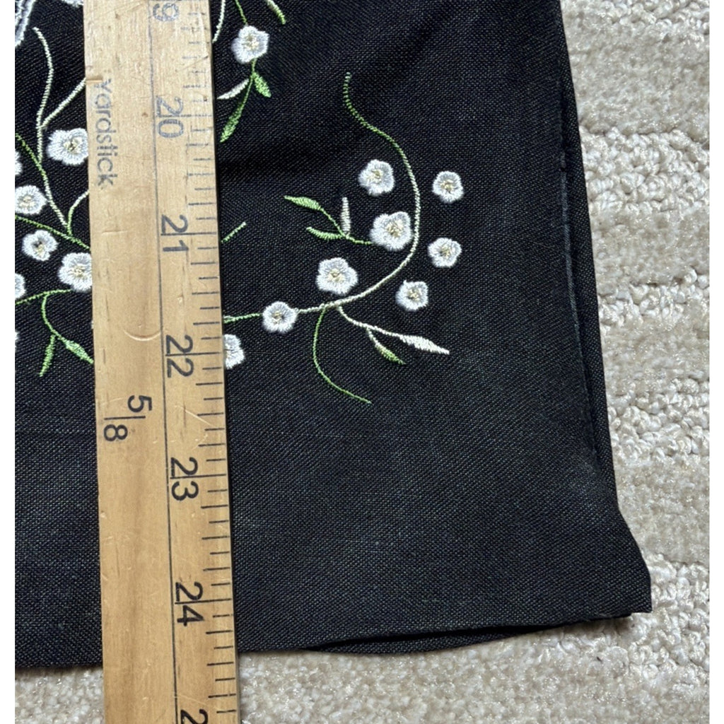 JENNIFER EDEN Women's Ramie Rayon Tank Top Embroidered Lined Floral Black Sz 10