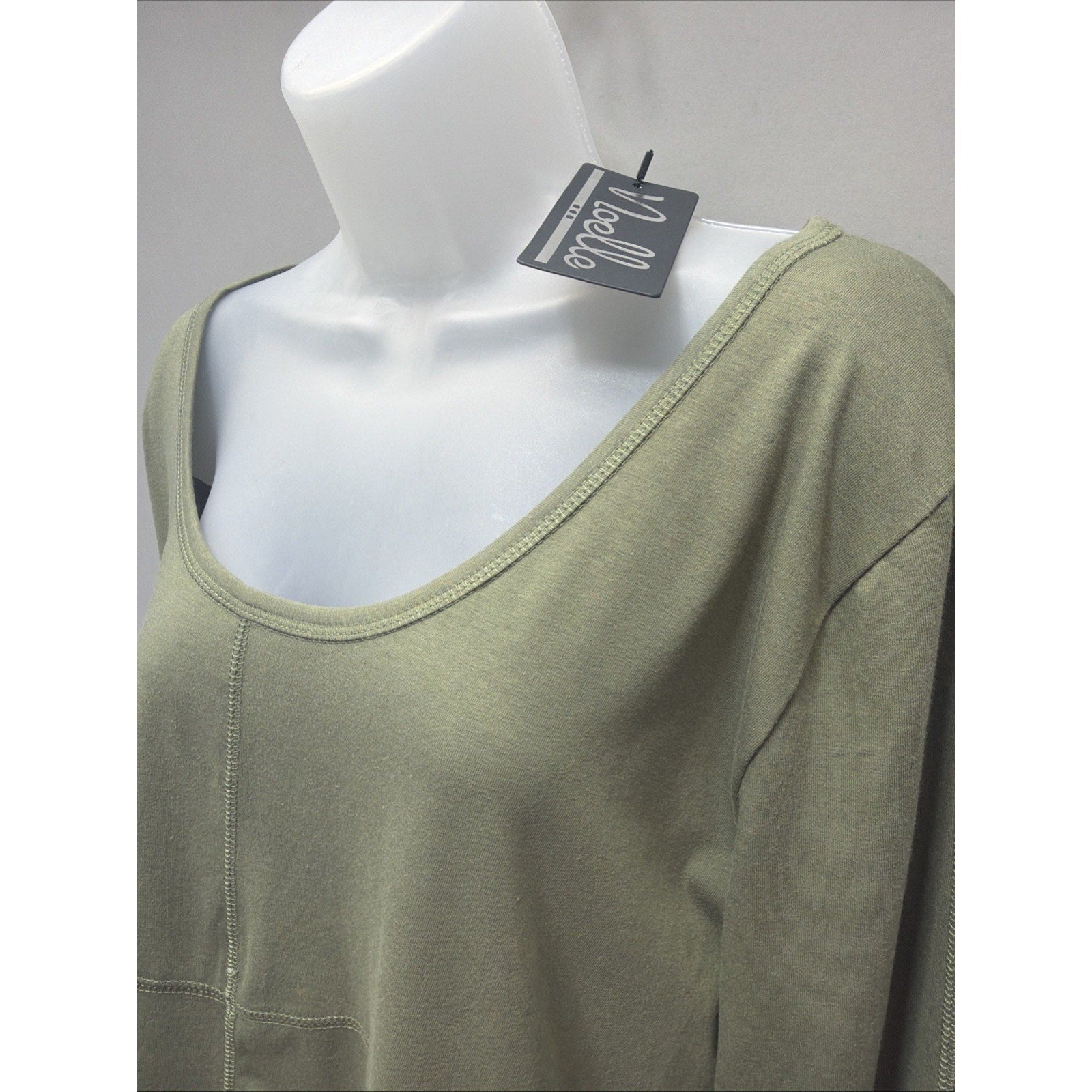NOELLE Womens Size XXL Moss Green Soft Stretch Knit Scoop Neck Tunic Top New