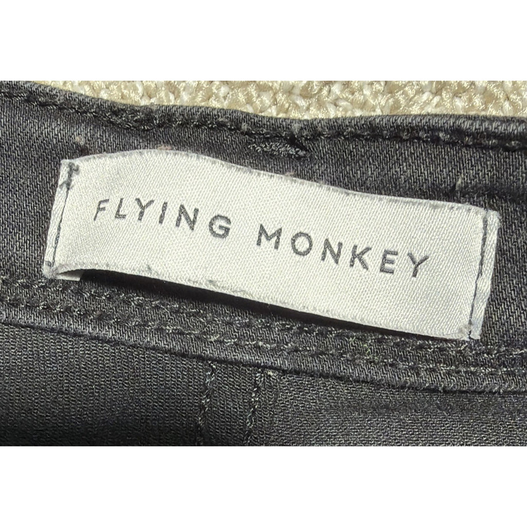 Flying Monkey Womens Mid Rise Slim Straight Jeans 25 Black Stretch Denim Raw Hem